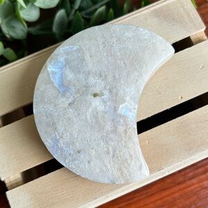 White Moonstone Crescent Moon Carving C
